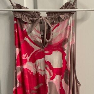 INC International Concepts Women's halter pink tan white summer dress size L